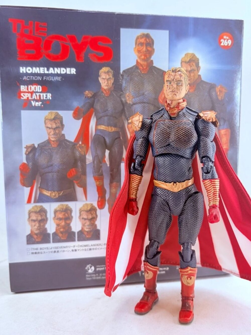 Homelander The Boys #269 Blood Splatter Ver. Figure w/Accessory Stand Toy
